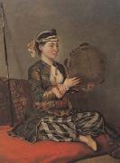 Jean-Etienne Liotard Turkish Woman with a Tambourine (mk08) oil